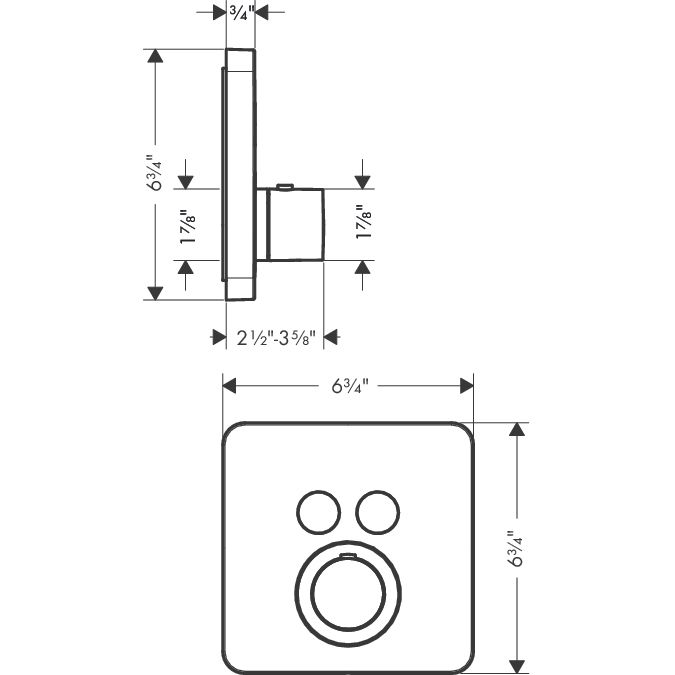 Hansgrohe 36707821 Axor ShowerSelect SoftCube Thermostatic 2 Function Trim Brushed Nickel 2