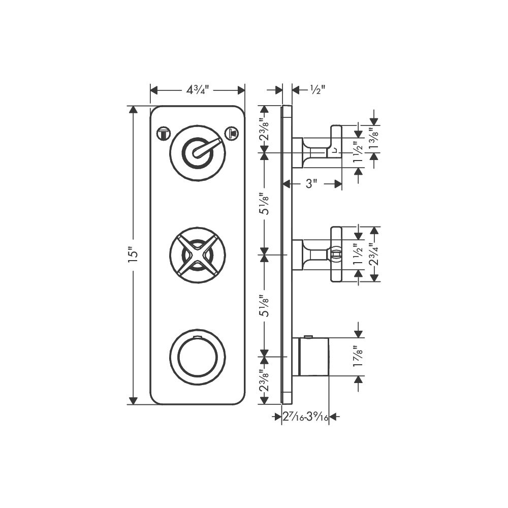 Hansgrohe 36703001 Axor Citterio E Thermostatic 2 Function Trim Module Chrome 2