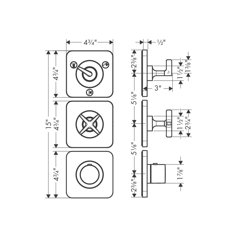 Hansgrohe 36704001 Axor Citterio E Thermostatic 3 Function Trim Module Chrome 2