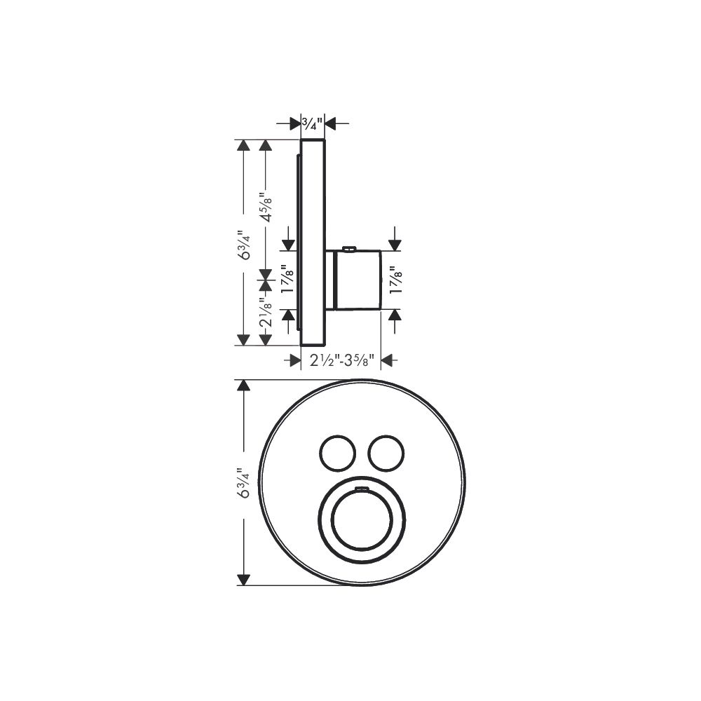 Hansgrohe 36723001 Axor ShowerSelect Round Thermostatic 2 Function Trim Chrome 2