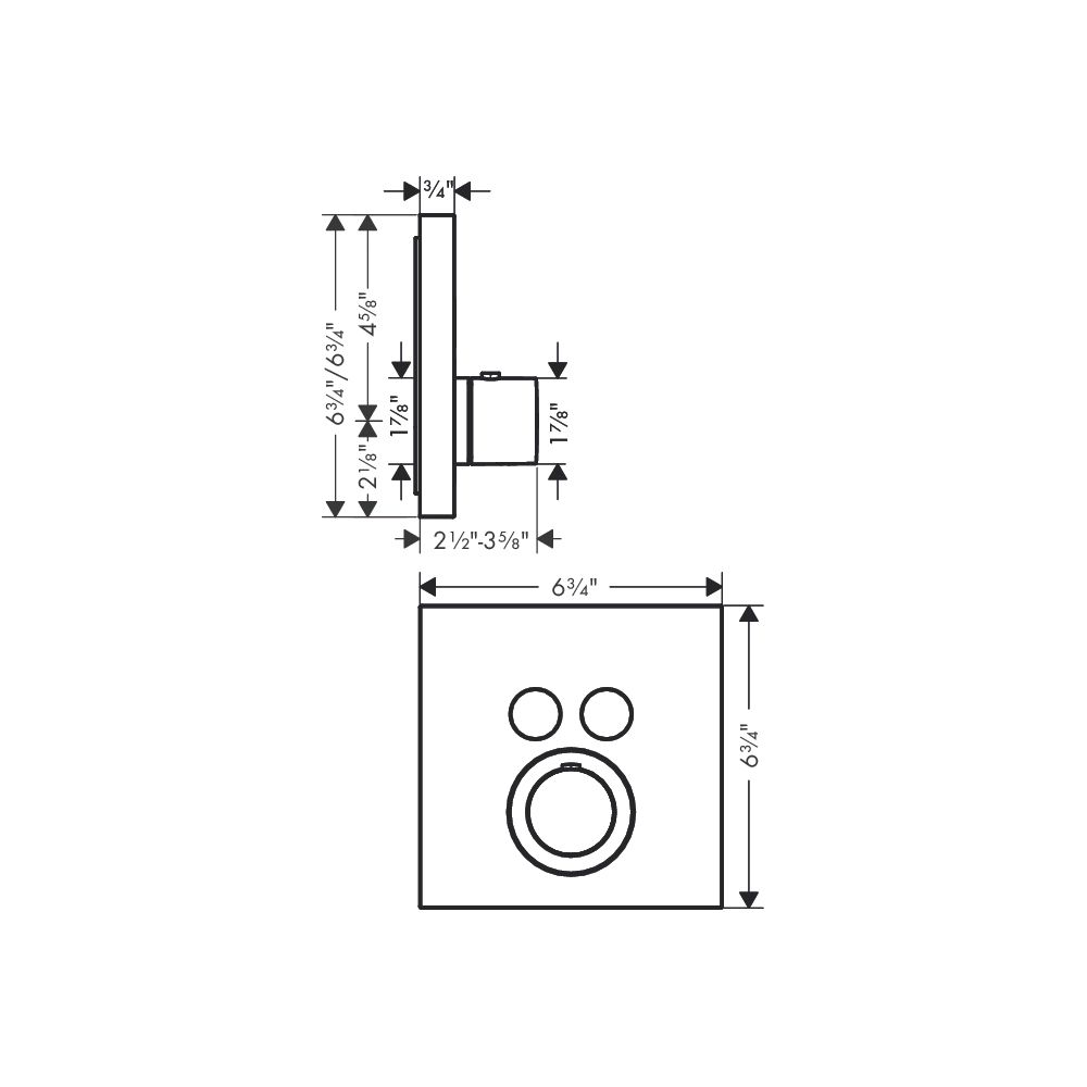 Hansgrohe 36715001 Axor ShowerSelect Square Thermostatic 2 Function Trim Chrome 2