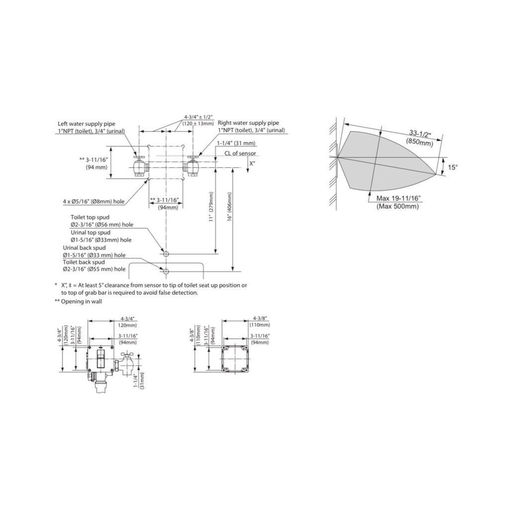 TOTO TEU3LA21 EcoPower High Efficiency Concealed Urinal Flush Valve 2