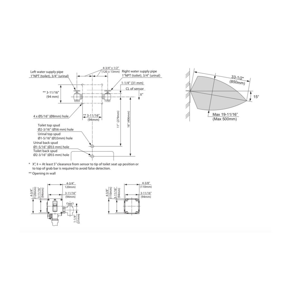 TOTO TEU3LA12 EcoPower High Efficiency Concealed Urinal Flush Valve 2