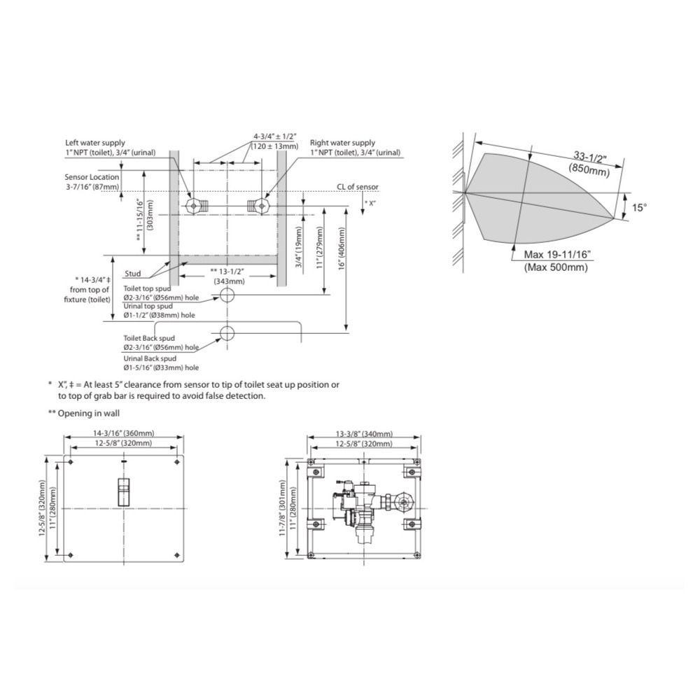 TOTO TEU2UA12 EcoPower Ultra High Efficiency Concealed Urinal Flush Valve Top Spud 2