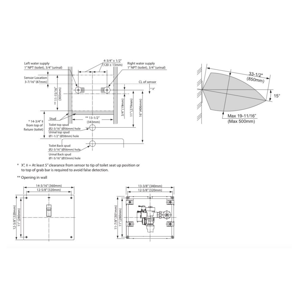 TOTO TEU2LA21 EcoPower High Efficiency Concealed Urinal Flush Valve Top Spud 2