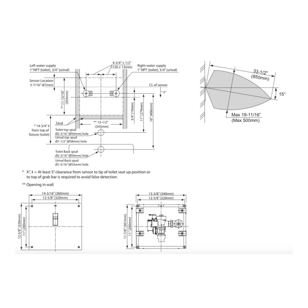 TOTO TEU2UA11 EcoPower Ultra High Efficiency Concealed Urinal Flush Valve Back Spud 2