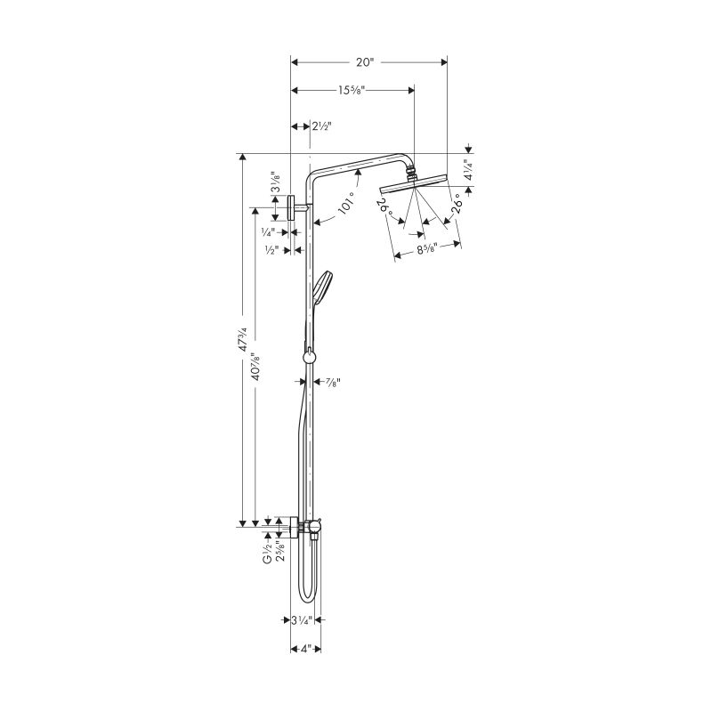 Hansgrohe 27185001 Croma 220 Showerpipe Chrome 2