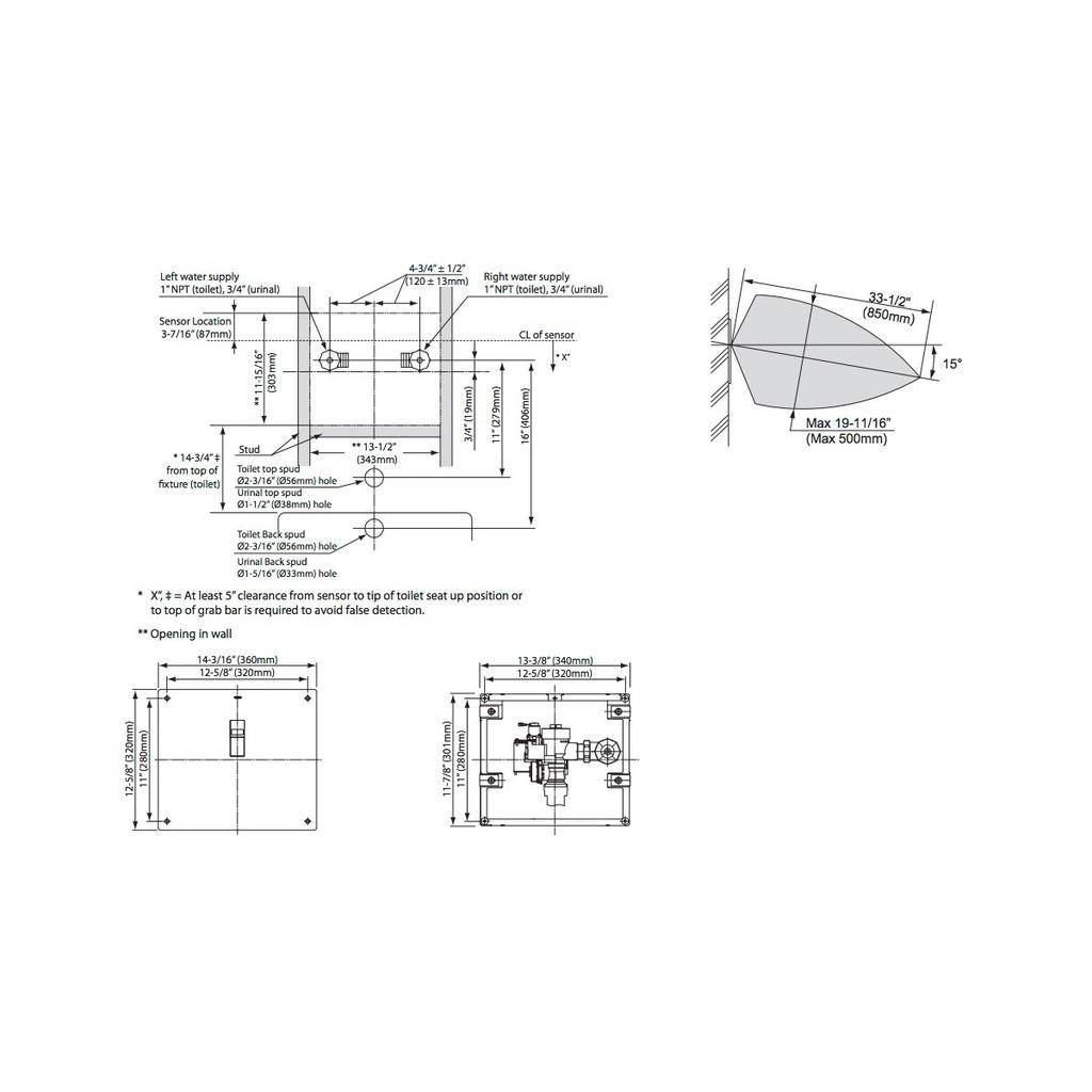 TOTO TET2LA31 EcoPower High Efficiency Concealed Toilet Flush Valve Back Spud Stainless Steel 2