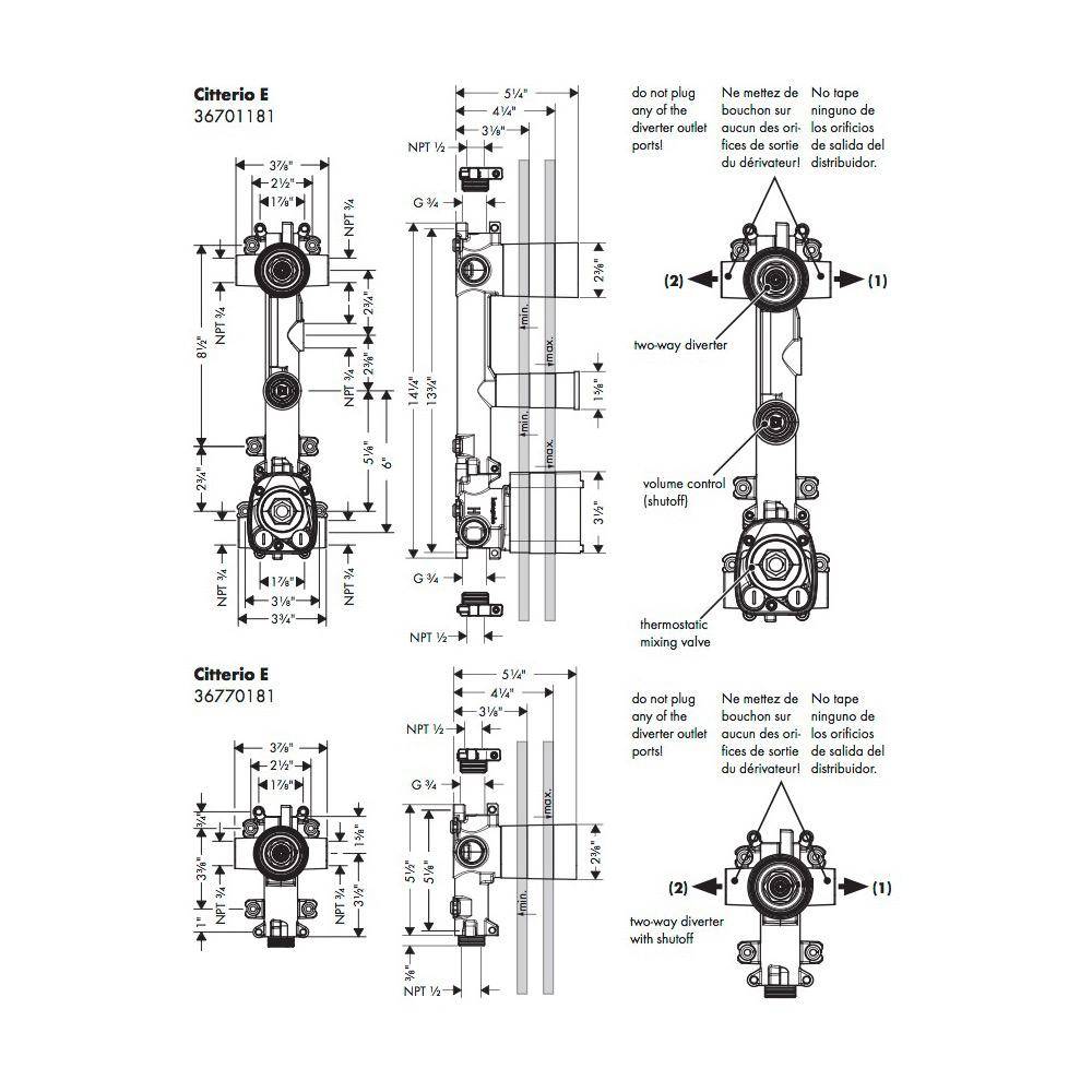 Hansgrohe 36701181 Axor Citterio E Thermostatic 2 Function Module Rough In 2