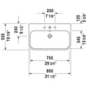 Duravit 231880 Happy D.2 Three Holes Furniture Washbasin 3