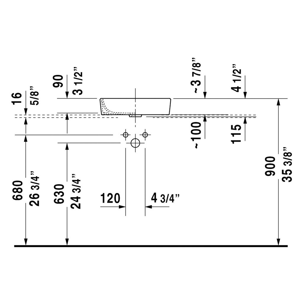 Duravit 232144 Starck 2 Without Tap Hole Washbowl 3