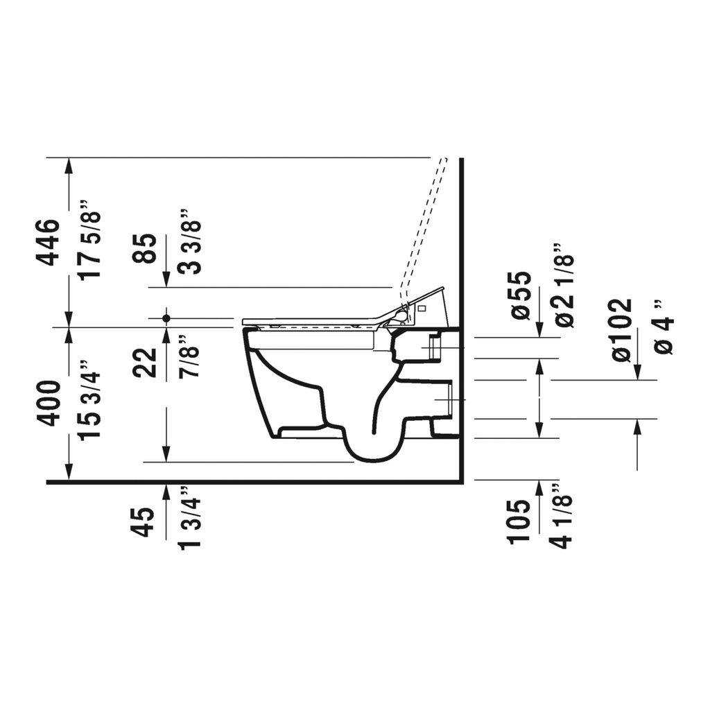 Duravit 2529592 ME Toilet Wall Mounted Rimless w/HygieneGlaze for Sensowash C 3