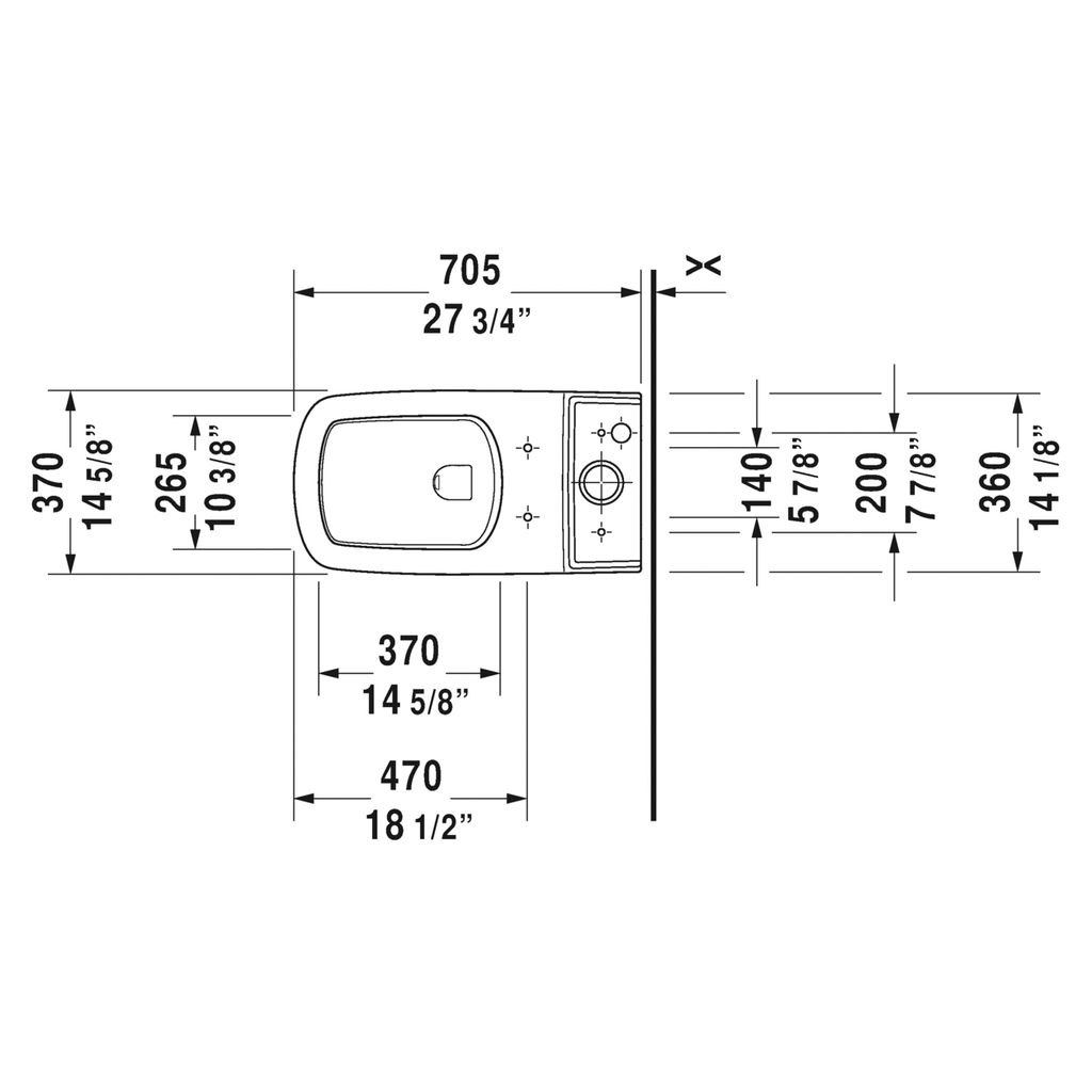 Duravit 216001 DuraStyle Two Piece Elongated Toilet Without Tank 2