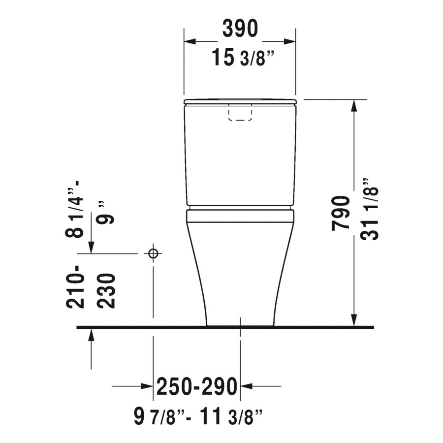 Duravit 216001 DuraStyle Two Piece Elongated Toilet Without Tank 4