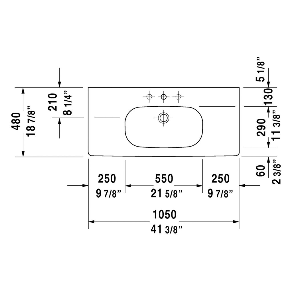 Duravit 034210 D-Code 41-3/8&quot; x 18-7/8&quot; Furniture Washbasin 2