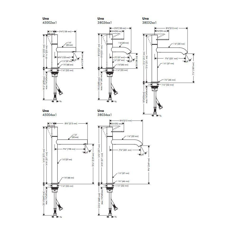 Hansgrohe 45001001 Axor Uno Single Hole Faucet Chrome 2