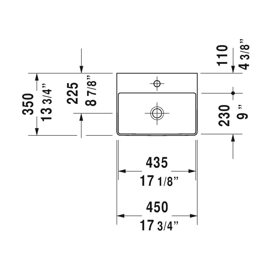 Duravit 073245 DuraSquare Furniture Single Hole Hand Rinse Basin 2