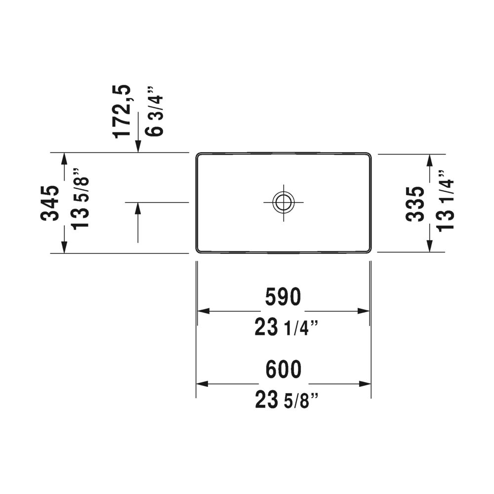 Duravit 235560 DuraSquare Without Tap Hole Washbowl 2