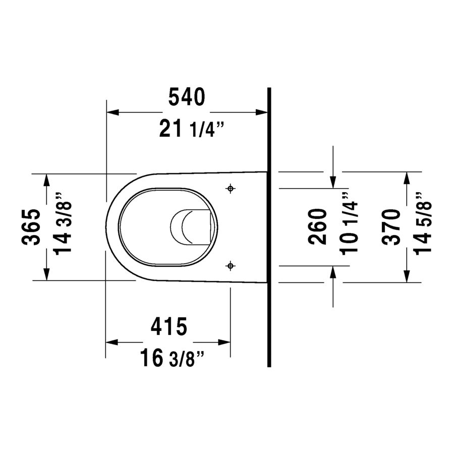 Duravit 253409 Starck 2 Wall Mounted Toilet 2