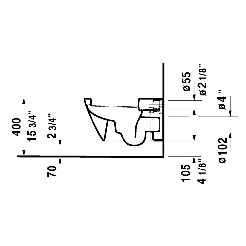 Duravit 253409 Starck 2 Wall Mounted Toilet 3