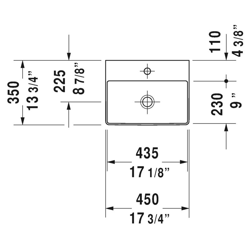 Duravit 073245 DuraSquare Single Hole Hand Rinse Basin Ground 3