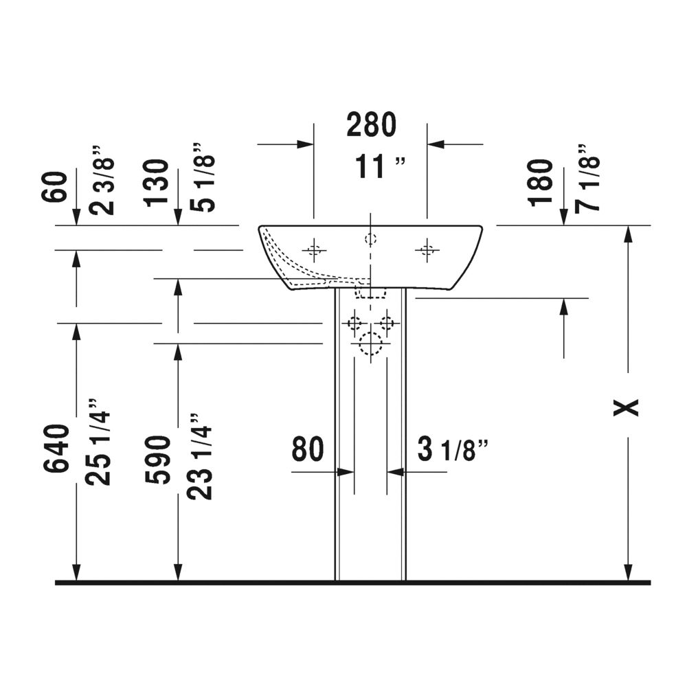 Duravit 233555 ME By Starck Three Holes Washbasin WonderGliss 2