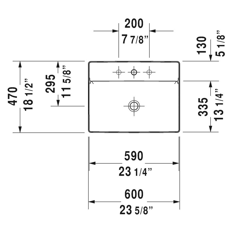 Duravit 235460 DuraSquare Three Holes Above Counter Basin 2