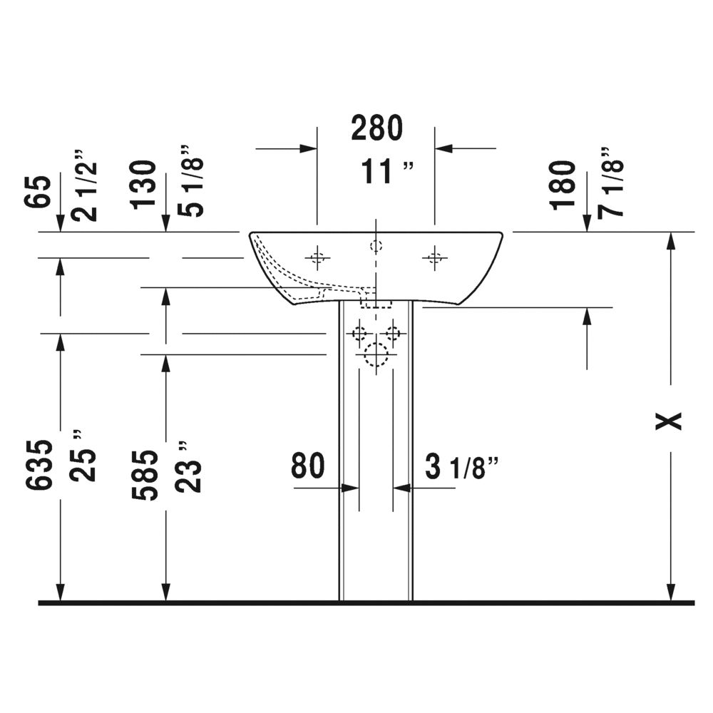 Duravit 233560 ME By Starck Three Holes Washbasin WonderGliss 2