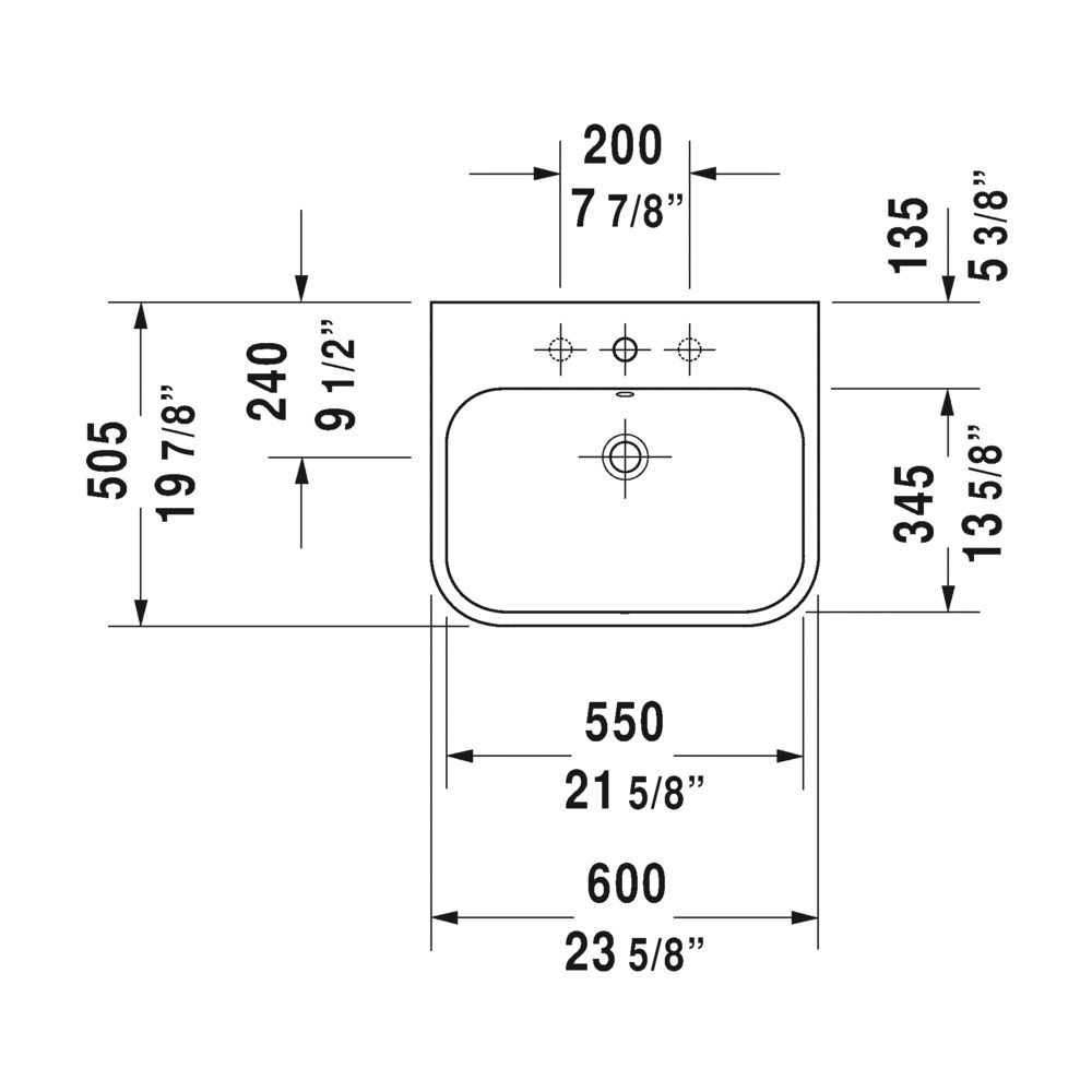 Duravit 231860 Happy D.2 Furniture Single Hole Washbasin 3