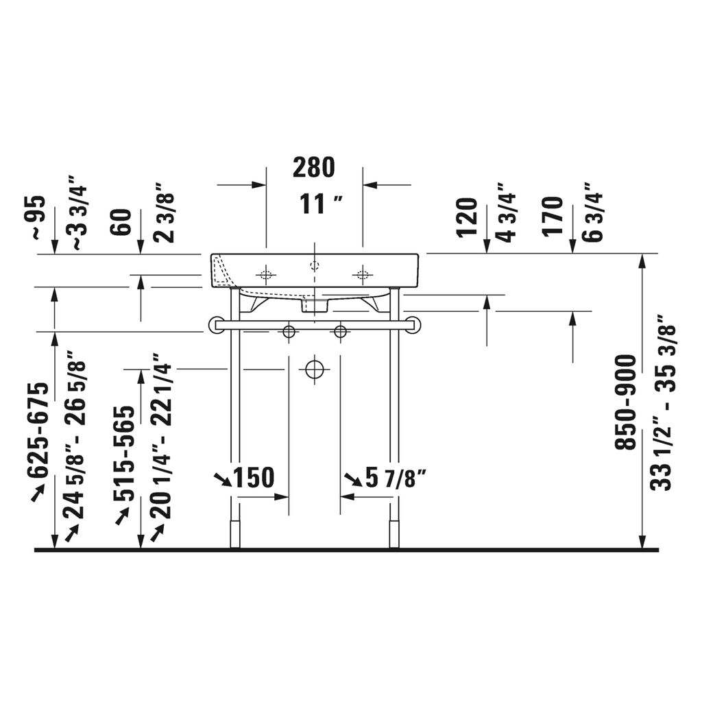 Duravit 231860 Happy D.2 Furniture Three Holes Washbasin 2