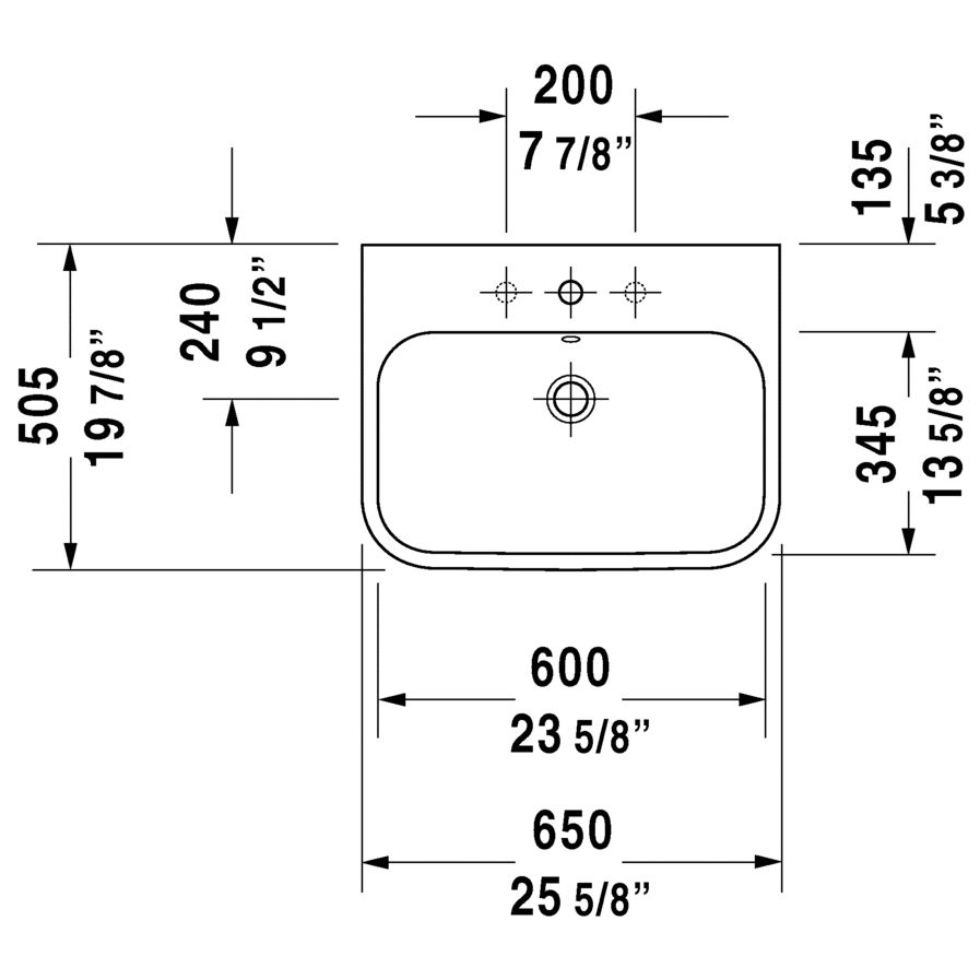 Duravit 231865 Happy D.2 Single Hole Furniture Washbasin 3