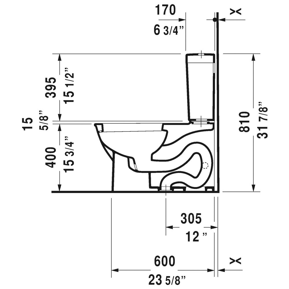 Duravit 212601 Darling New Two Piece Toilet Without Tank 2