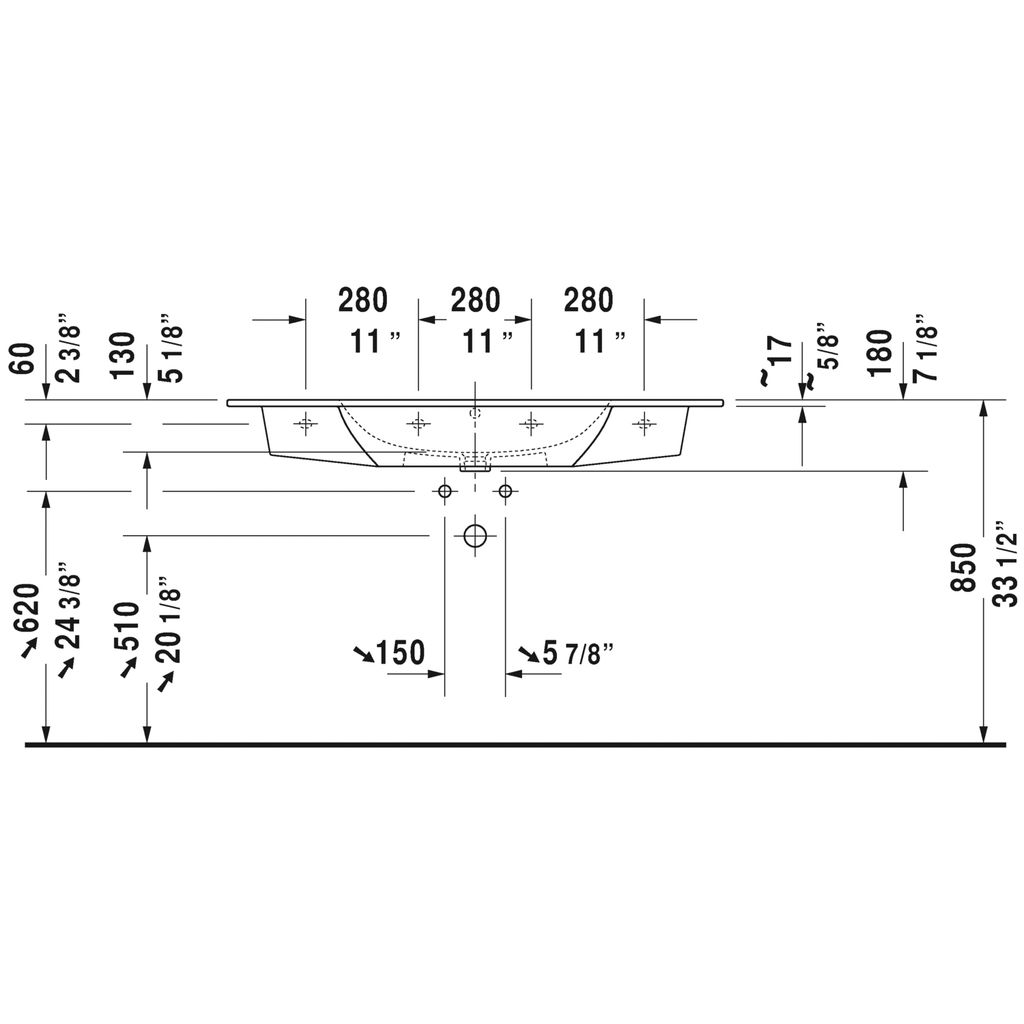 Duravit 233612 ME By Starck Single Hole Furniture Washbasin 2