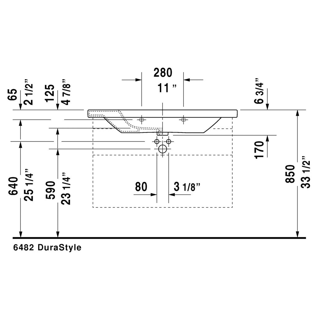 Duravit 232010 DuraStyle Three Holes Furniture Washbasin 2