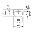 Duravit 070545 D-Code Handrinse Basin Single Hole 2