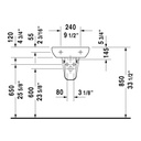 Duravit 070545 D-Code Handrinse Basin Single Hole 3