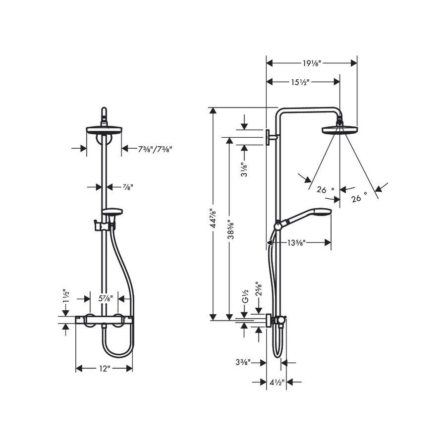 Hansgrohe 27257821 Croma Select E 180 Multi Jet Showerpipe Brushed Nickel 2