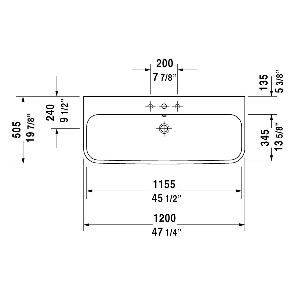 Duravit 231812 Happy D.2 Single Hole Furniture Washbasin 2