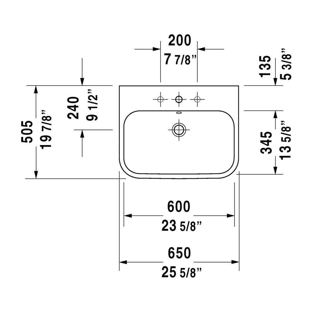 Duravit 231865 Happy D.2 Three Holes Furniture Washbasin 3