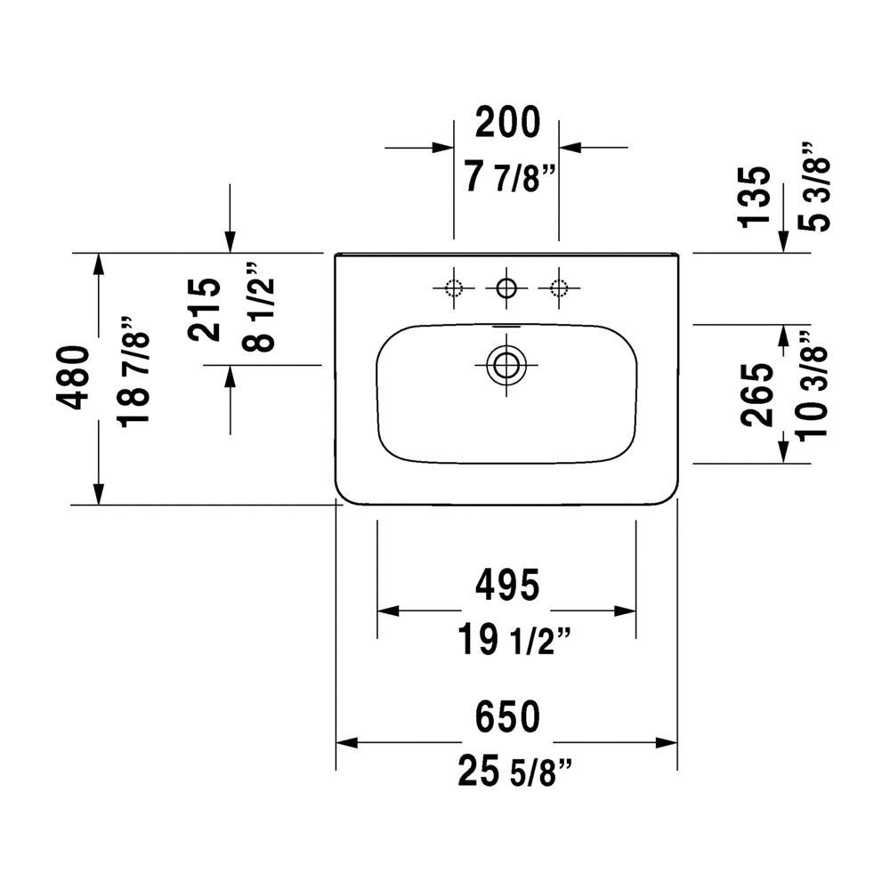 Duravit 232065 DuraStyle Single Hole Furniture Washbasin 3