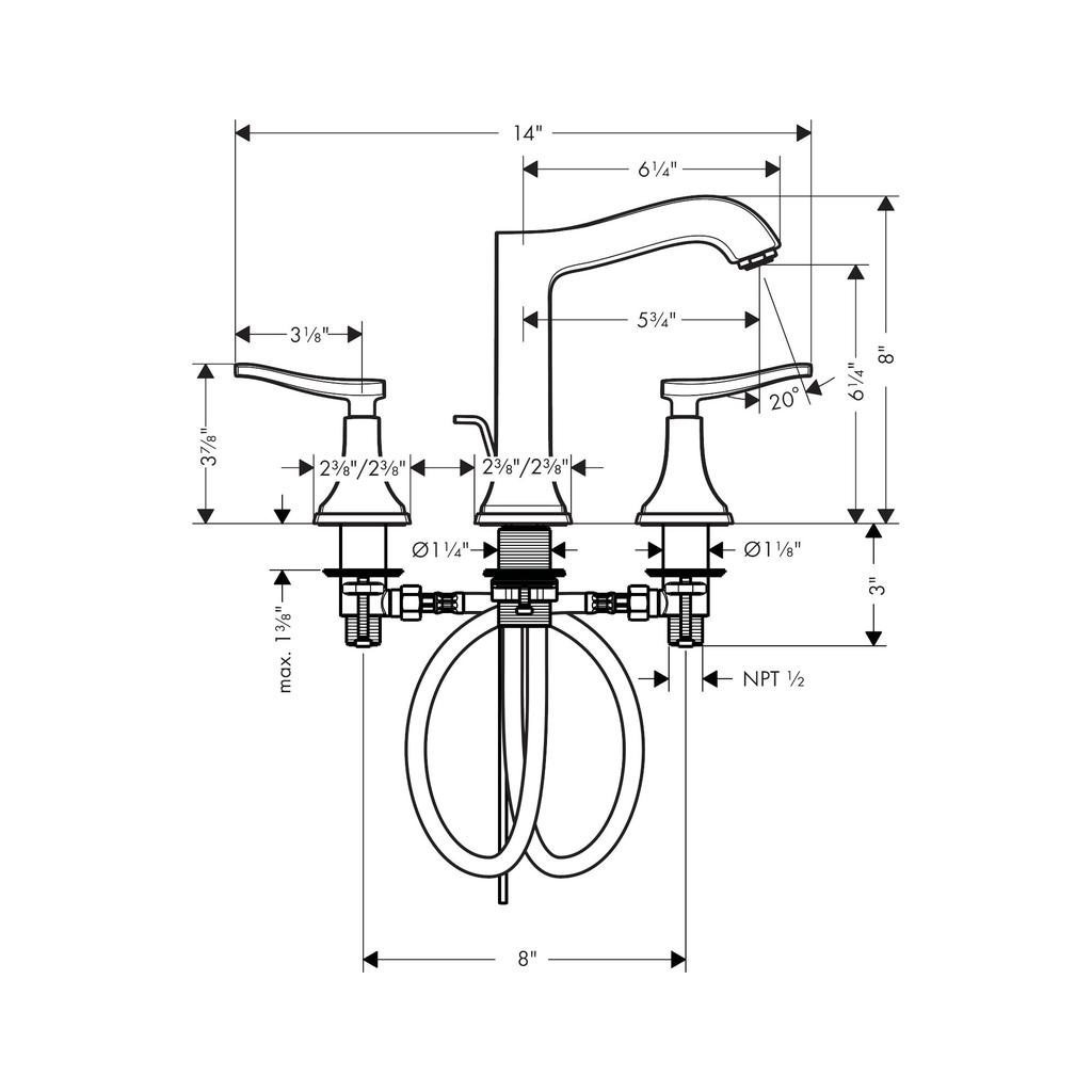 Hansgrohe 31331001 Metropol Classic Widespread Faucet 160 Chrome 3