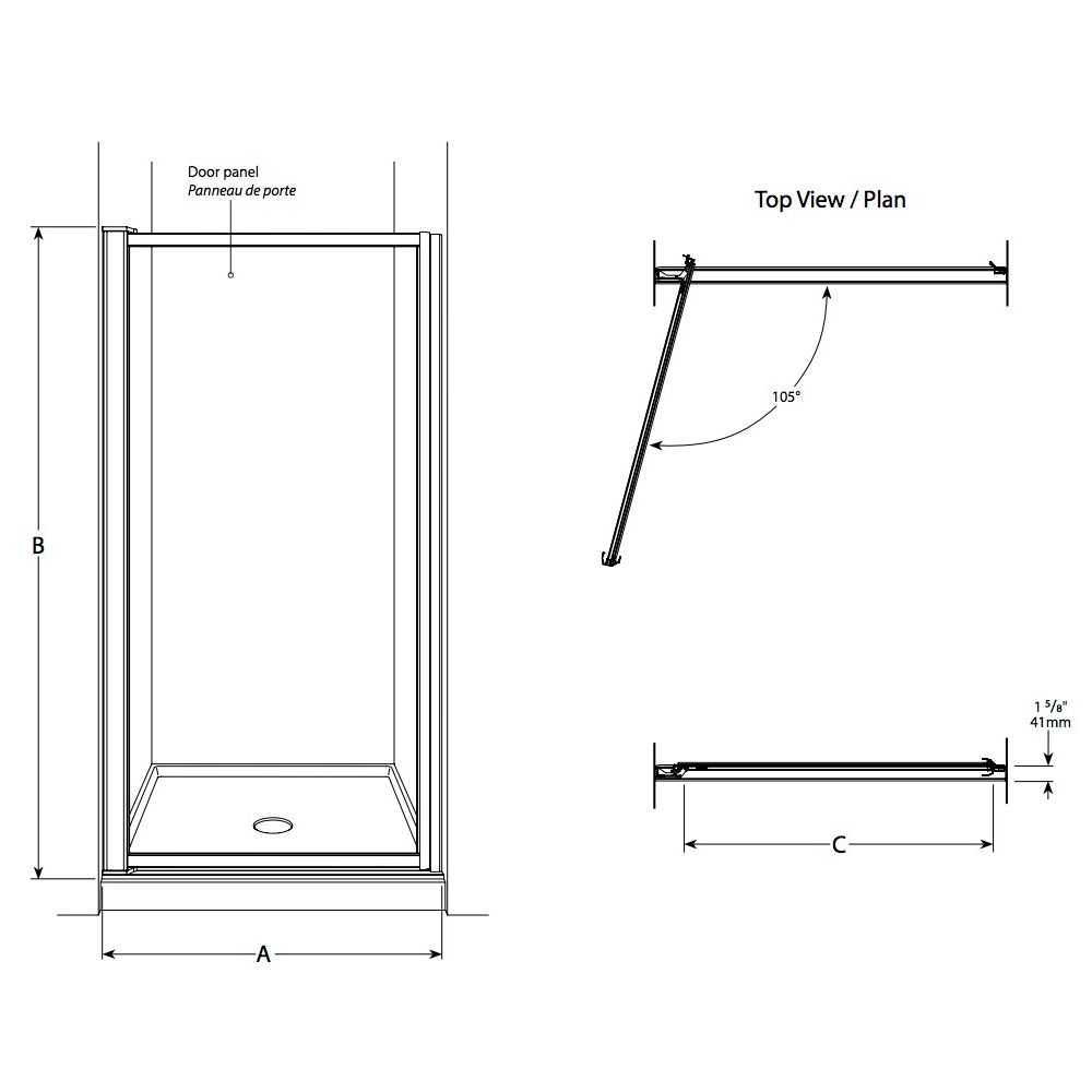 Fleurco M2-2123 Montreal Pivot Door 65 Chrome Clear 2