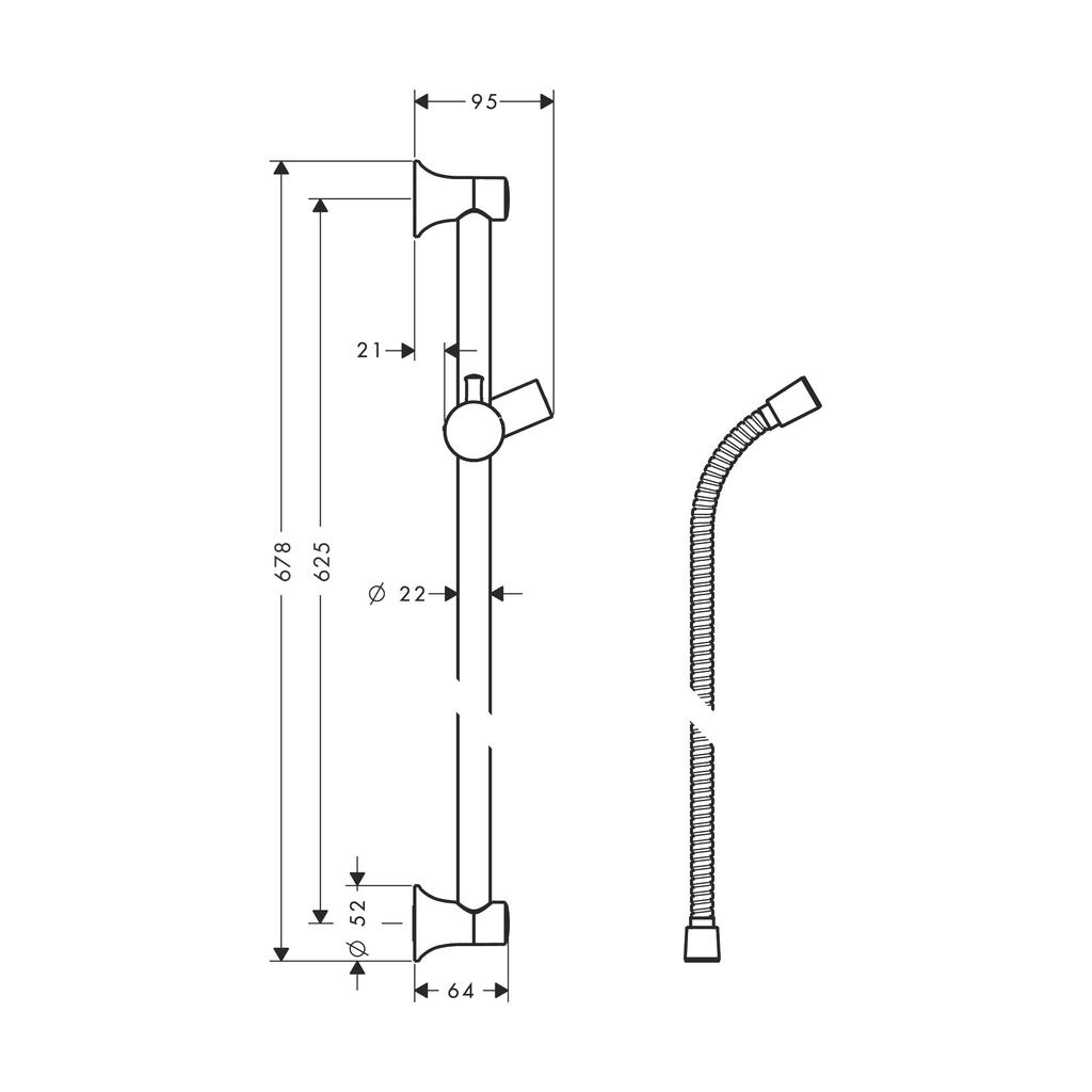 Hansgrohe 27617670 Unica Wallbar Classic 24 Matte Black 2