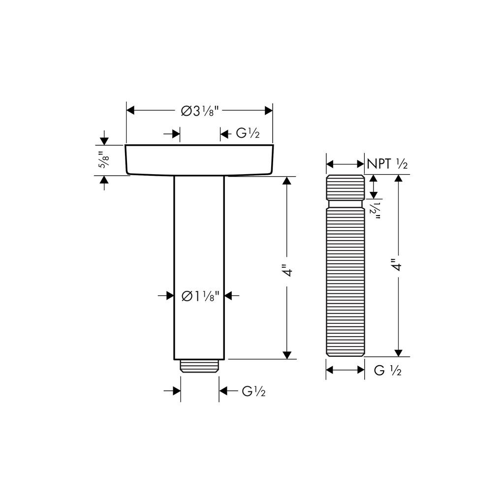 Hansgrohe 27393821 Raindance E 4 Extension Pipe Brushed Nickel 2