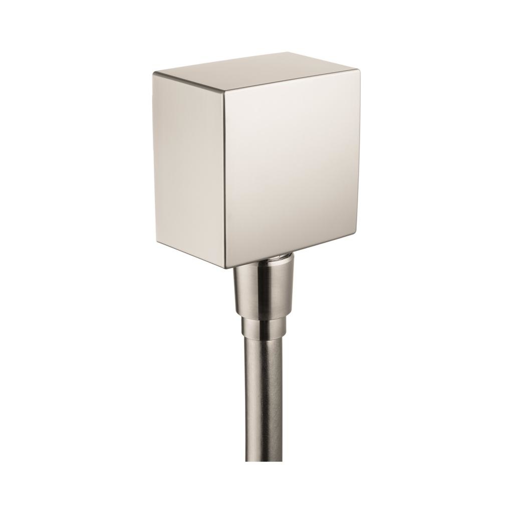 Hansgrohe 26455821 FixFit Wall Outlet Square With Check Valves Brushed Nickel 1