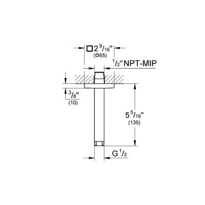 Grohe 27486000 Rainshower 6&quot; Ceiling Shower Arm Square Flange Chrome 2