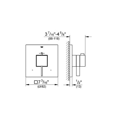 Grohe 19927000 Eurocube Dual Function Thermostatic Trim Chrome 2