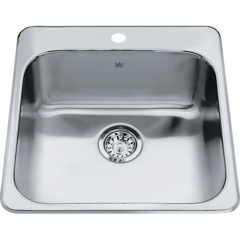 Kindred QSL2020 20 x 20 Single Bowl 20 Gauge Kitchen Sink 1 Hole