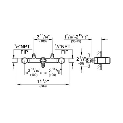 Grohe 33885000 3 Hole Wall Mount Vessel Rough In 2