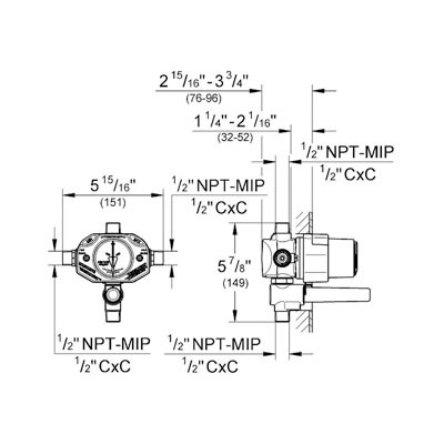 Grohe 35016000 Grohsafe PBV Rough-in With Diverter 2